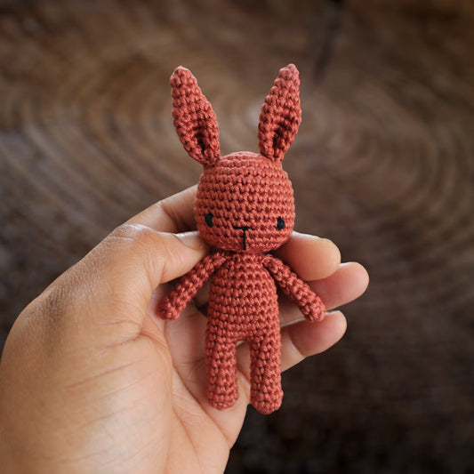 Mini crochet bunny in Brick