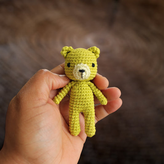 Mini crochet bear in Green Yellow and Lemon Chiffon